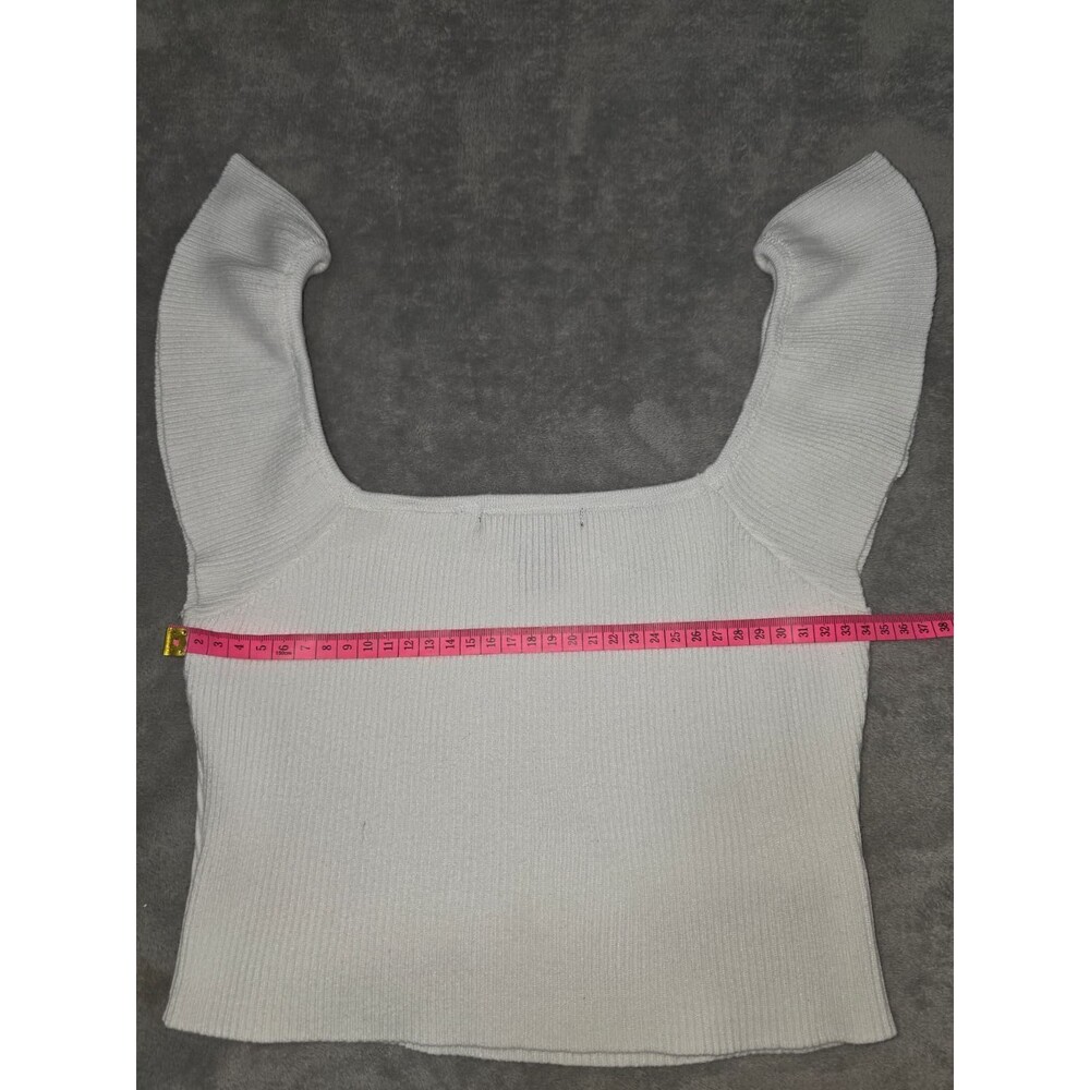 Forever 21 Off-the-Shoulder Ribbed Ruffle Crop Top - White - Picture 3 of 8